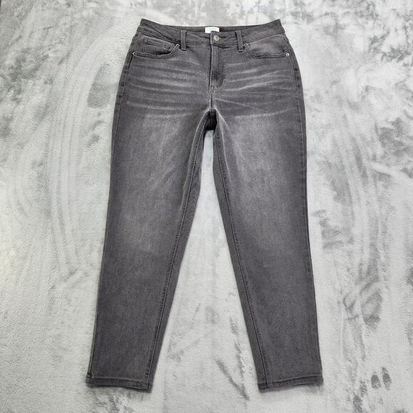 Time And Tru Jeans Womens 8 Gray High Rise Skinny Leg Distressed Stretch Denim - Picture 1 of 15